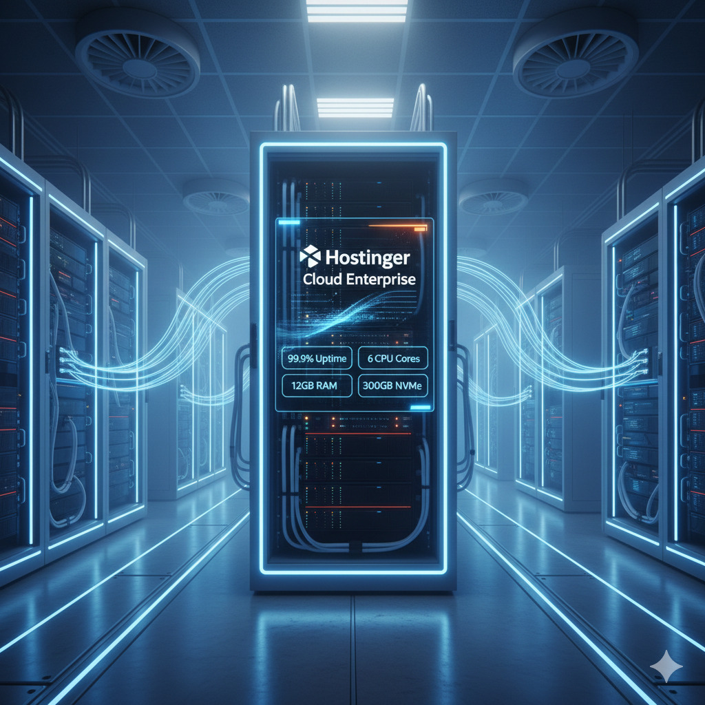 Hostinger Cloud Enterprise Web Hosting - Premium Cloud Infrastructure with 6 CPU Cores, 12GB RAM, 300GB NVMe SSD Storage for Maximum Website Performance